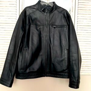 Boston Harbour Men’s Ace Biker Black New Zealand Lamb Leather Jacket Size XL